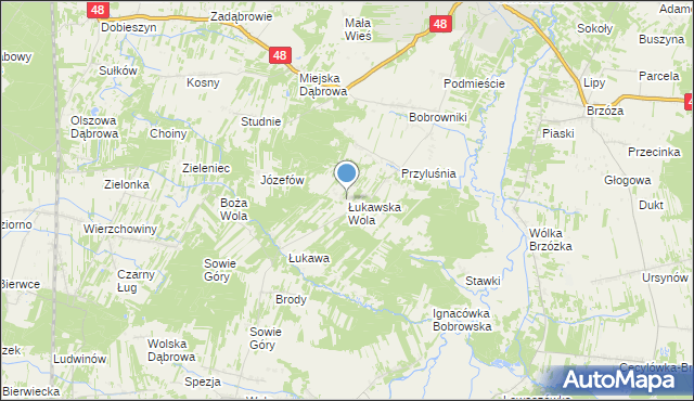 mapa Łukawska Wola, Łukawska Wola na mapie Targeo